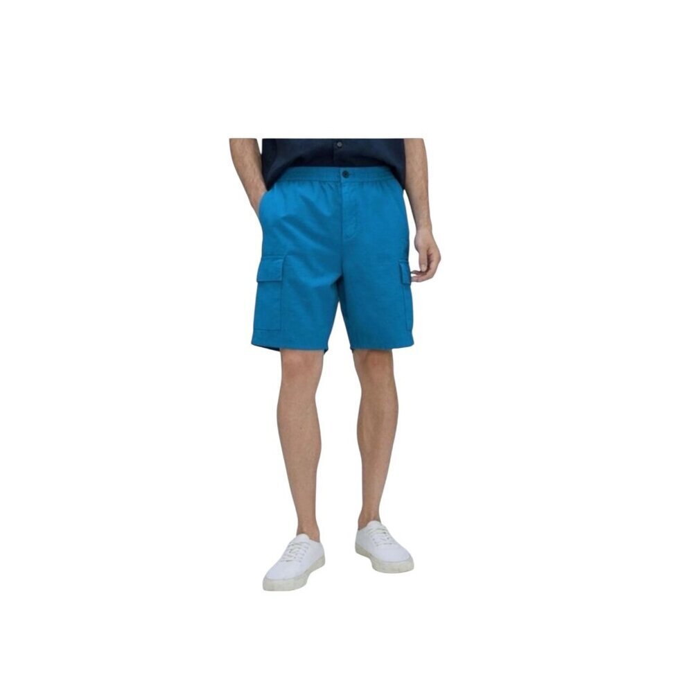 Everlane Mens The Cotton Linen Short~Size S~Blue Elastic Waist Cargo NWT L6 35